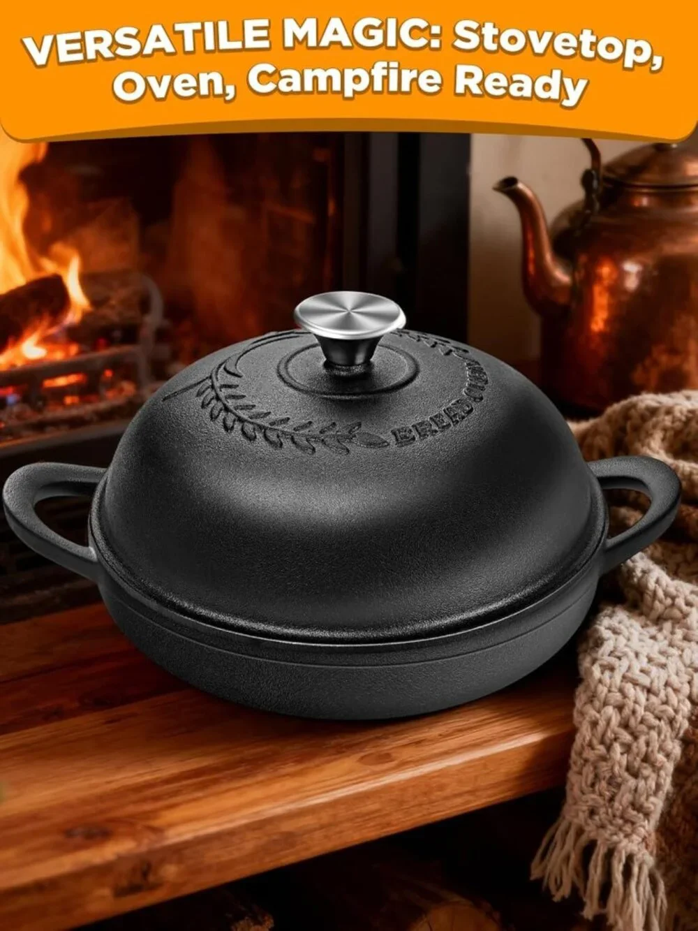 Enameled Cast Iron 6QT Dutch Oven Bread Pot with Lid & Sourdough Kit - Matte